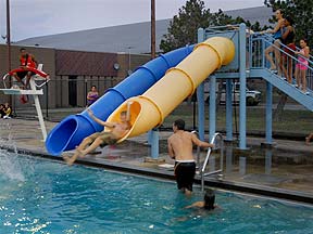 Slip and slide at Genesee Valley Park pool.