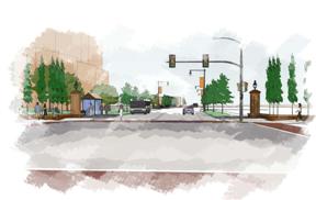 Proposed gateway entry heading north on N. Clinton Ave