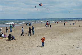 Flying kites at Ontario Beach Park